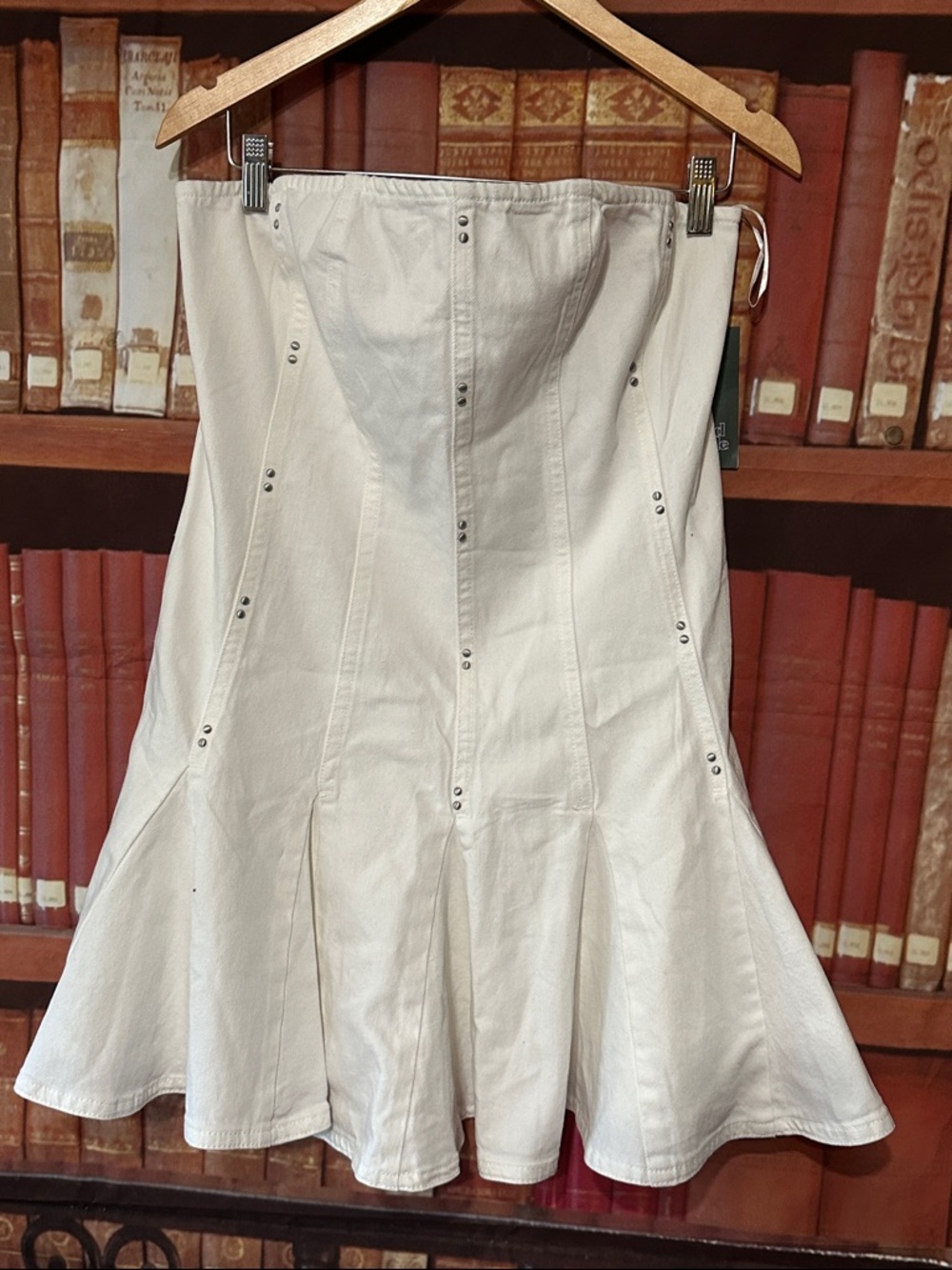 Wild Fable white studded denim strapless dress NWT Size XL recycled cotton